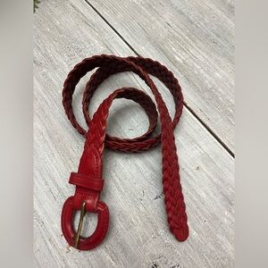Vintage Red Braided Leather Belt